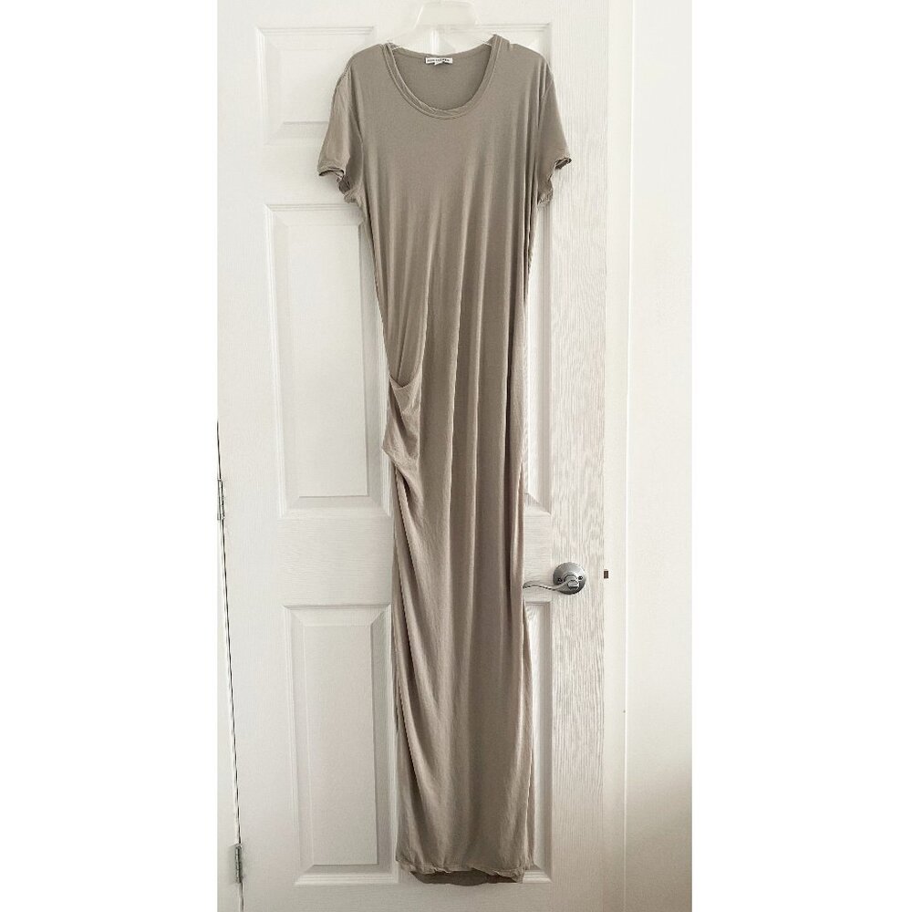 James Perse Long Fitted Taupe Jersey Dress, size 3. Fits like a M/L?
